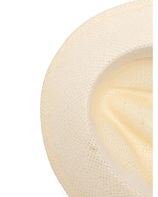 Liu Jo Natural Paisley-Print-Foulard Straw Fedora Hat