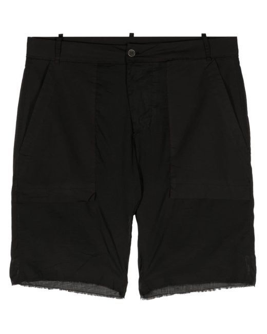 Masnada Black Frayed Cotton Shorts for men