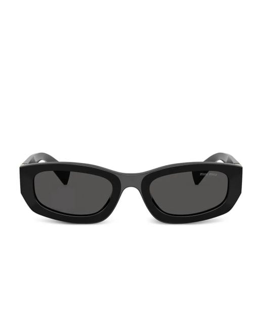 Miu Miu Black Geometric-Frame Logo-Detail Sunglasses