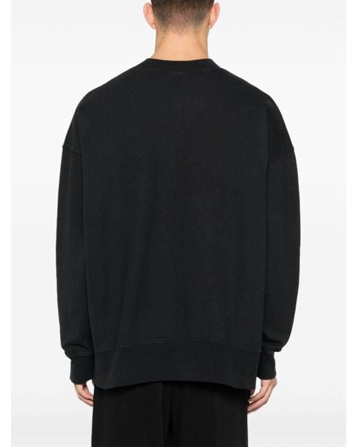 Palm Angels Black Graphic-print Cotton Sweatshirt for men