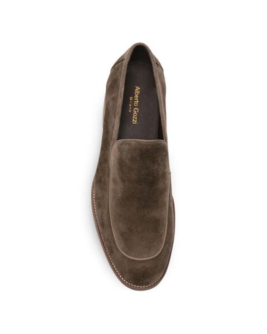 Alberto Gozzi Brown Mocassins En Daim for men