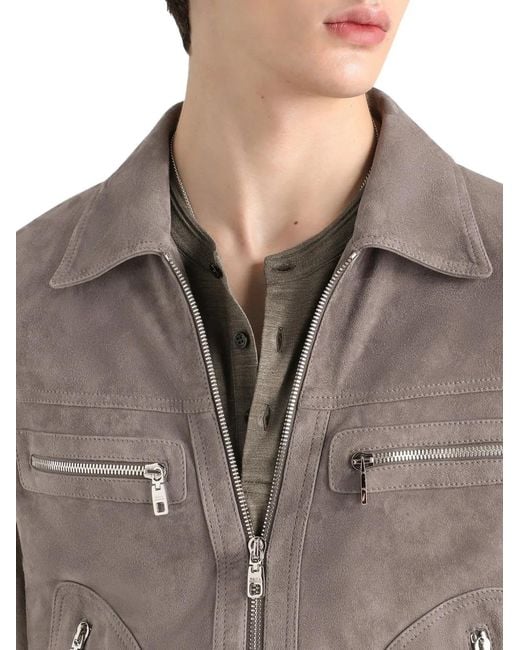 Dolce & Gabbana Gray Suede Jacket for men