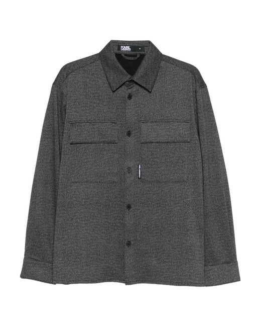 Karl Lagerfeld Gray Chest-Pockets Shirt for men