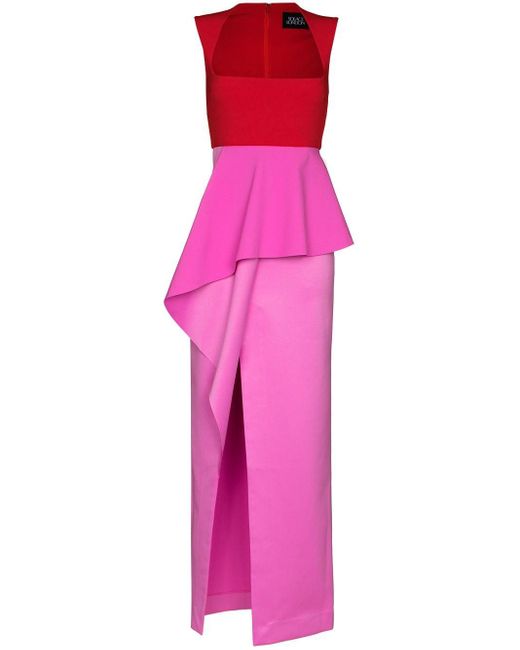 Solace London Red Ally Two-tone Peplum Gown