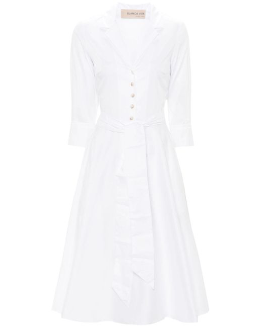 Blanca Vita White Allamanda Poplin Shirt Dress