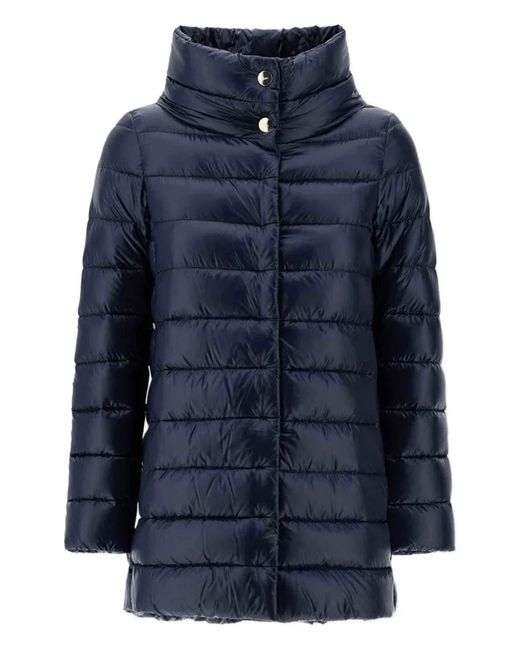 Herno Amelia Funnel-Neck Padded Jacket in Blue | Lyst UK