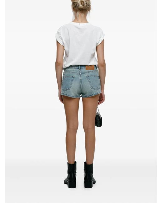 Mainless Blue Denim Mini Shorts