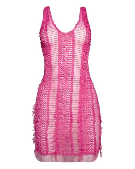 Roberta Einer Pink Angel Plunge Mini Dress