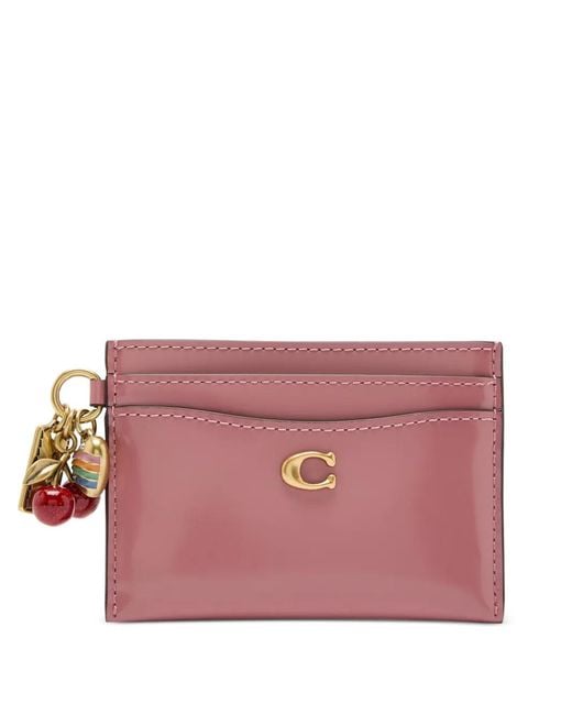 COACH Pink Charm-Detail Card Holder
