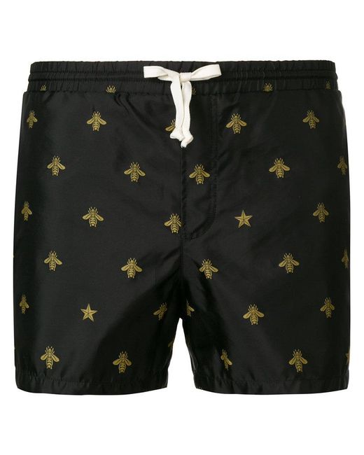 Gucci Black Bee Star Swimming Shorts for men