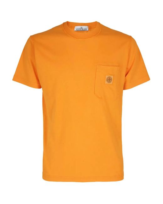 メンズ Stone Island ポケットディテール Tシャツ Orange
