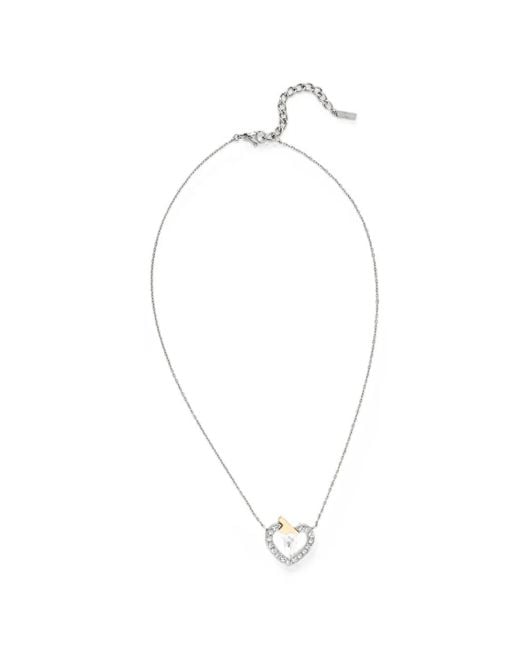 Trussardi White Heart Embellished Necklace