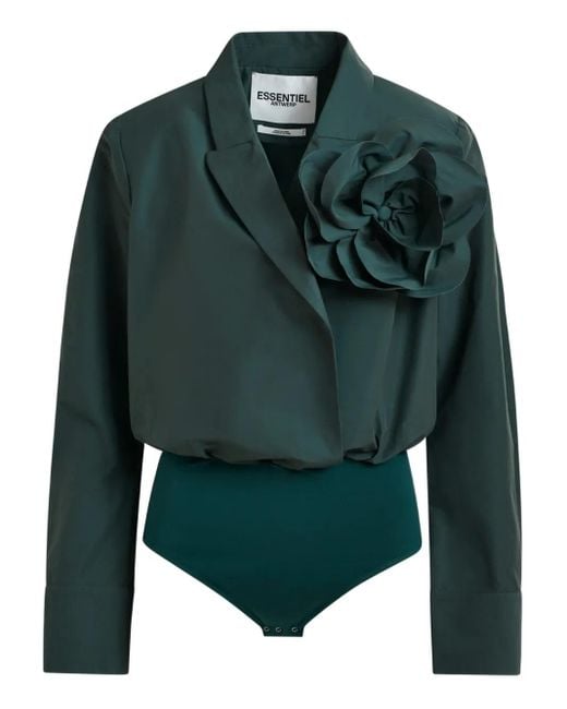 Essentiel Antwerp Green Flower-Embellishment Shirt