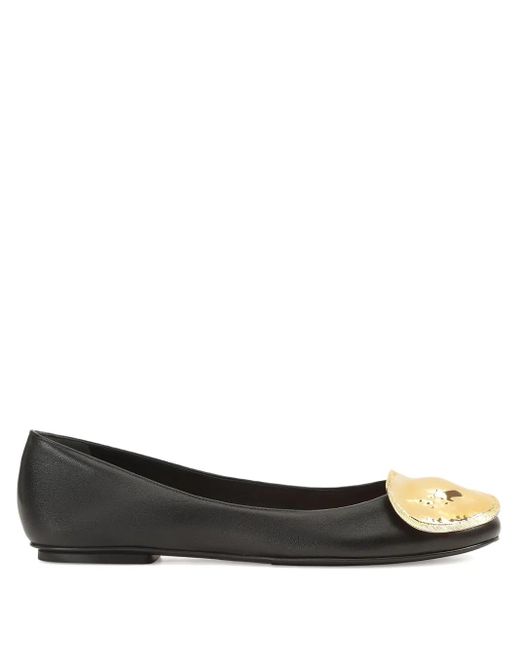 Sergio Rossi レザーフラットシューズ Black