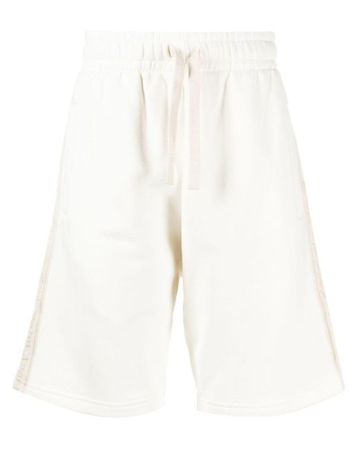 Palm Angels White Logo-tape Cotton Track Shorts for men