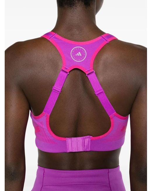 Adidas By Stella McCartney Pink Truepace Stripe-detailing Sports Bra