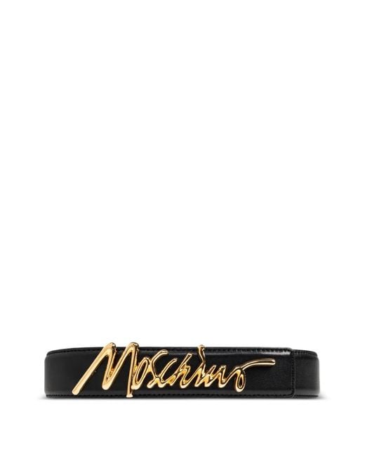 Moschino White Signature Leather Belt