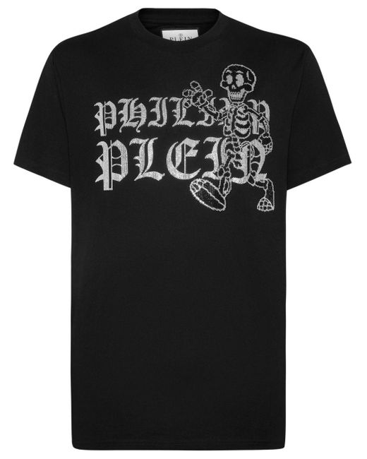 Camiseta con esqueleto de strass Philipp Plein de hombre de color Black