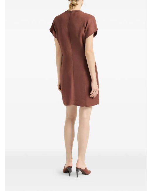 Brunello Cucinelli Brown Mini Trim-Detail Dress