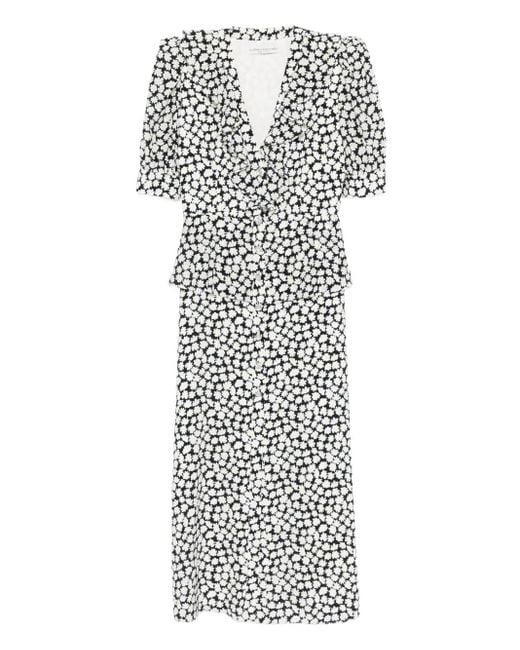 Alessandra Rich White Midikleid Mit Blumen-Print