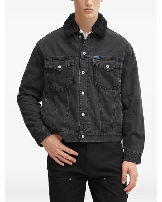 HUGO Gray Texture-Collar Jacket for men