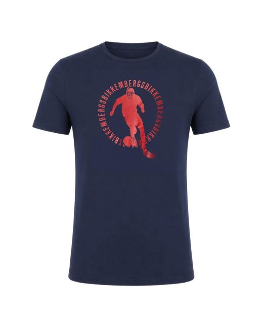 Bikkembergs Blue Graphic-Print T-Shirt for men