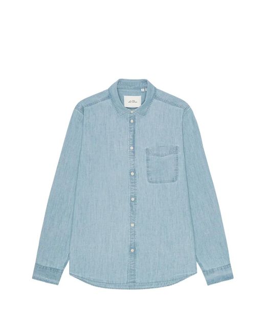 Les Deux Blue Patch-Pocket Long-Sleeve Shirt for men