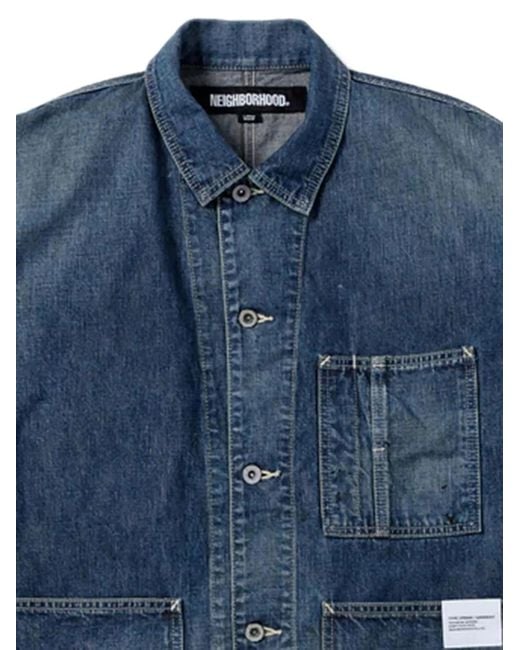 Neighborhood Blue Paint-Splatter Denim Jacket for men