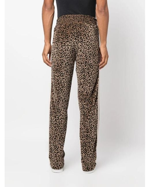 Palm Angels Gray Leopard-Print Track Pants for men
