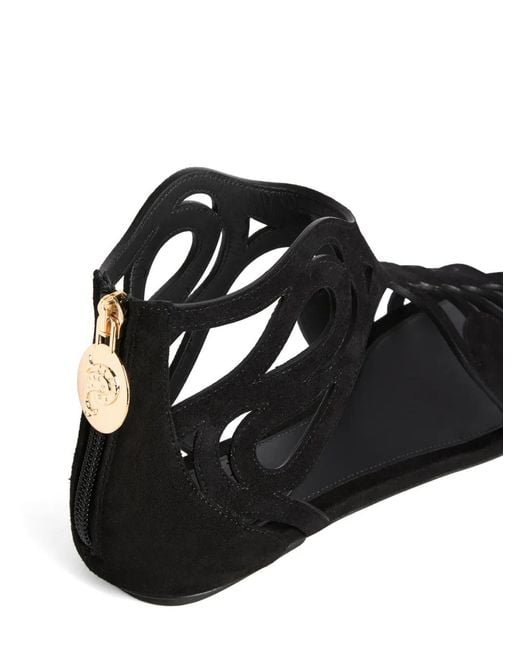 Emilio Pucci Black Low Gladiator Sandals