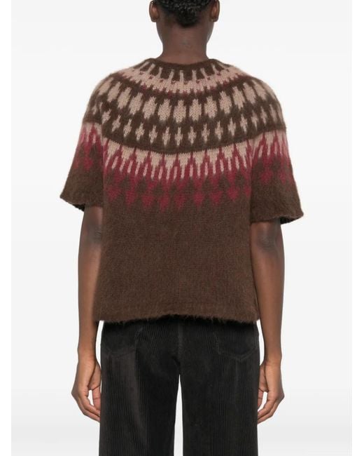 Phisique Du Role Brown Norwegian Round-Neck Top