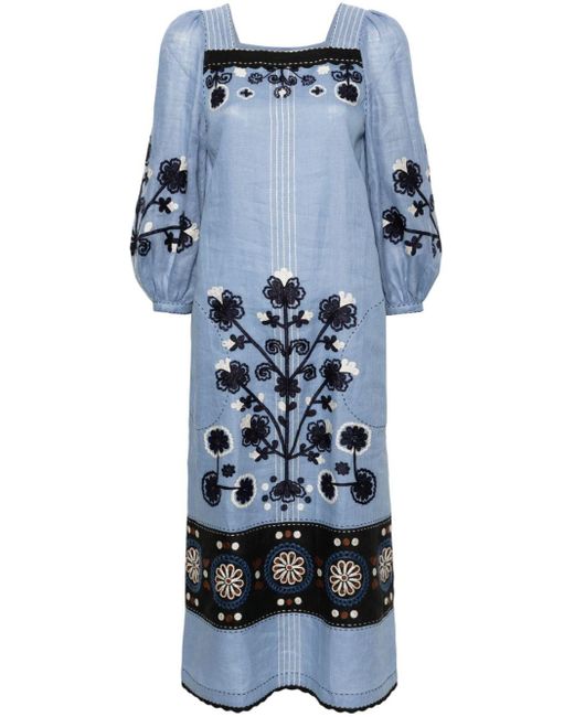 Vita Kin Blue Ulya Linen Midi Dress