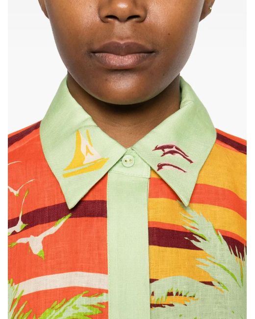 ALÉMAIS Orange Palm Island Hemd
