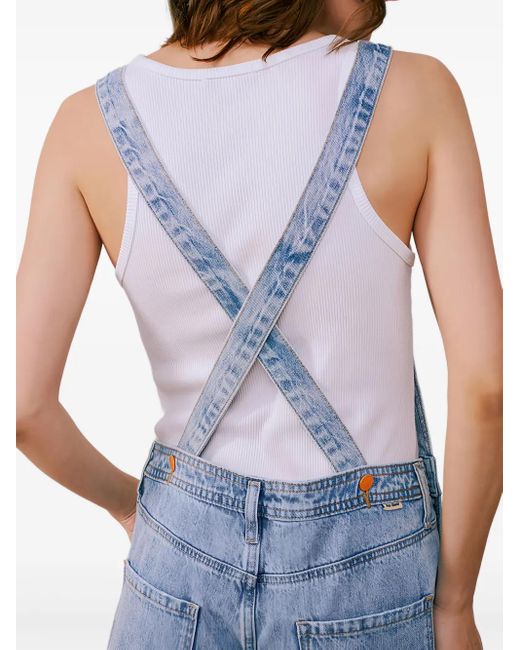 Hey Joanie Blue Logo-Print Dungarees