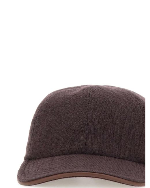 Eleventy Brown Felted Cashmere Baseball Cap for men