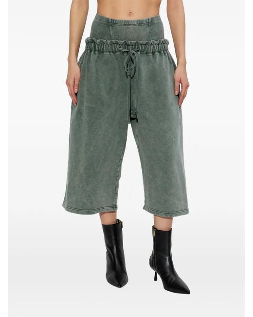 KNWLS Green Drawstring-Fastening Ruffled Track Pants