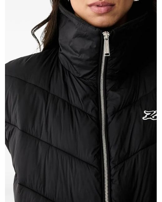Karl Lagerfeld Black Quilted Logo-Patch Gilet
