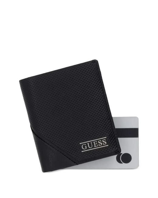 Guess Black Perforated Leather Wallet for men