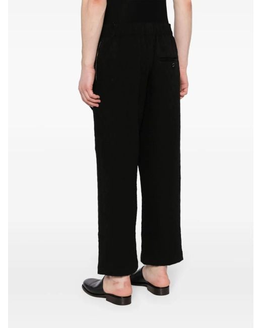 Uma Wang Black Quilted Cropped Trousers for men
