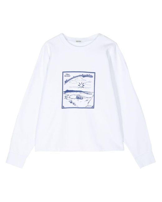 Bode White Graphic-print Cotton Sweatshirt for men
