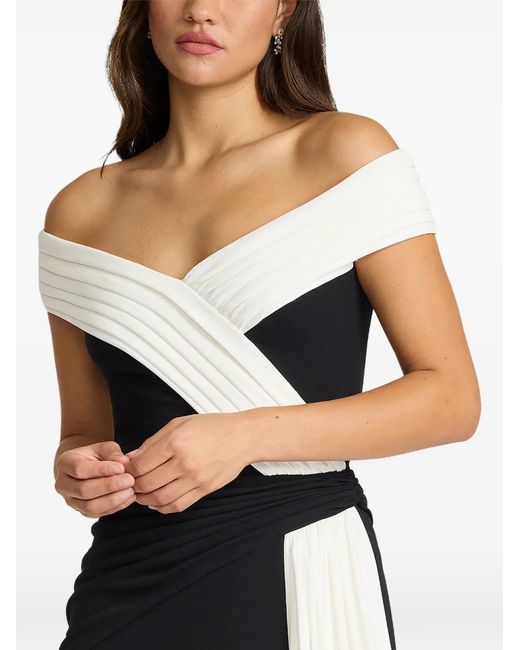 Tadashi Shoji Black Draped Slit Maxi Dress