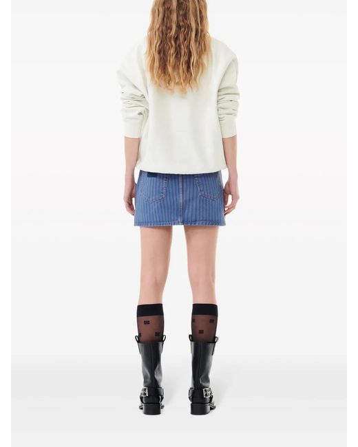 Ganni Blue Striped Denim Skirt