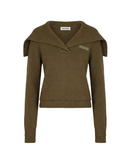 Monse Green Sailor-Collar Sweater