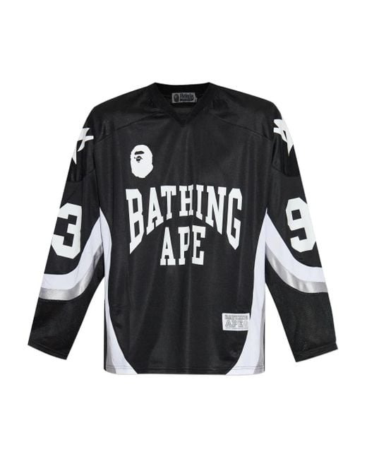 T-Shirt Con Applicazione di A Bathing Ape in Black da Uomo