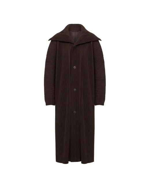 Homme Plissé Issey Miyake Brown Monthly Colors January Plissé-Effect Coat for men