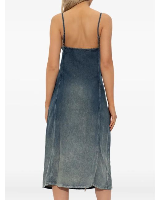 DIESEL Denim Midi-Jurk Met Rits in het Blue