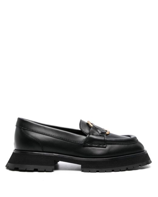 Moncler Black Bell Leather Loafers