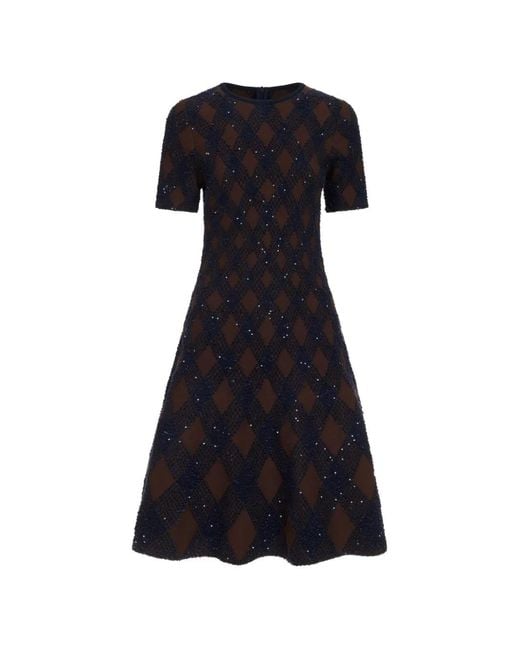 Oscar de la Renta Black Robe Courte Évasée À Sequins Argyle