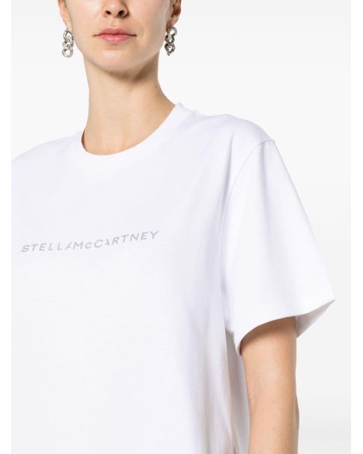 Stella McCartney White T-Shirt mit Logo-Print