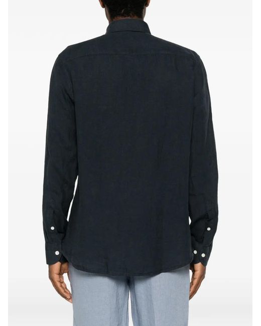 Profuomo Black Long-Sleeve Spread-Collar Shirt for men